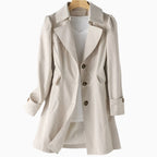 Juliette | Women's Classic Tailored Trench Coat, Lapel Collar Autumn Coat | Dressific