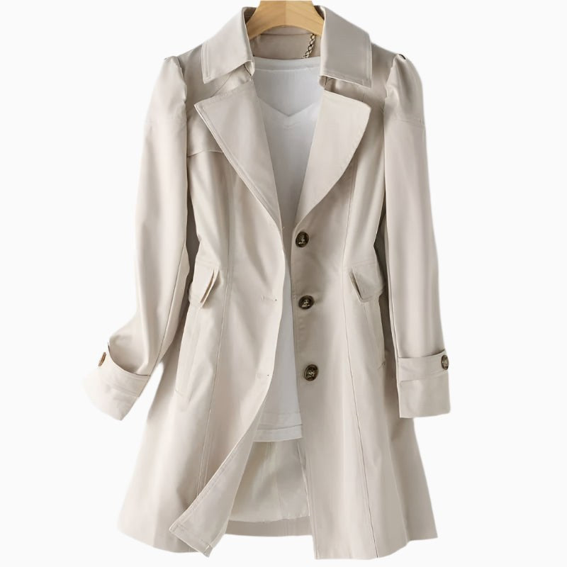 Juliette | Women's Classic Tailored Trench Coat, Lapel Collar Autumn Coat | Dressific