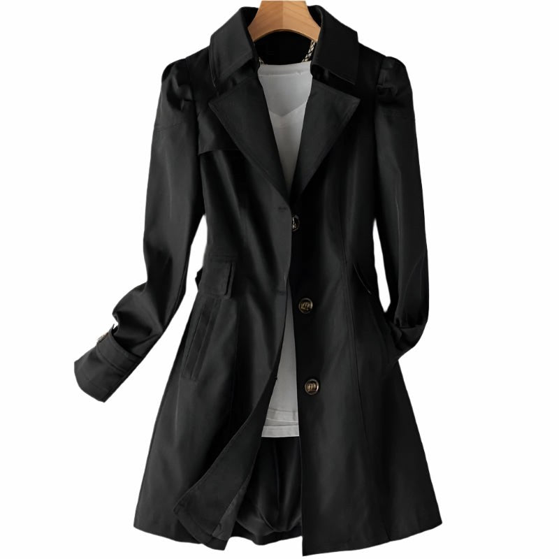 Juliette | Women's Classic Tailored Trench Coat, Lapel Collar Autumn Coat | Dressific