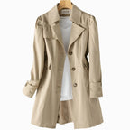 Juliette | Women's Classic Tailored Trench Coat, Lapel Collar Autumn Coat | Dressific