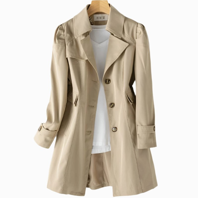 Juliette | Women's Classic Tailored Trench Coat, Lapel Collar Autumn Coat | Dressific