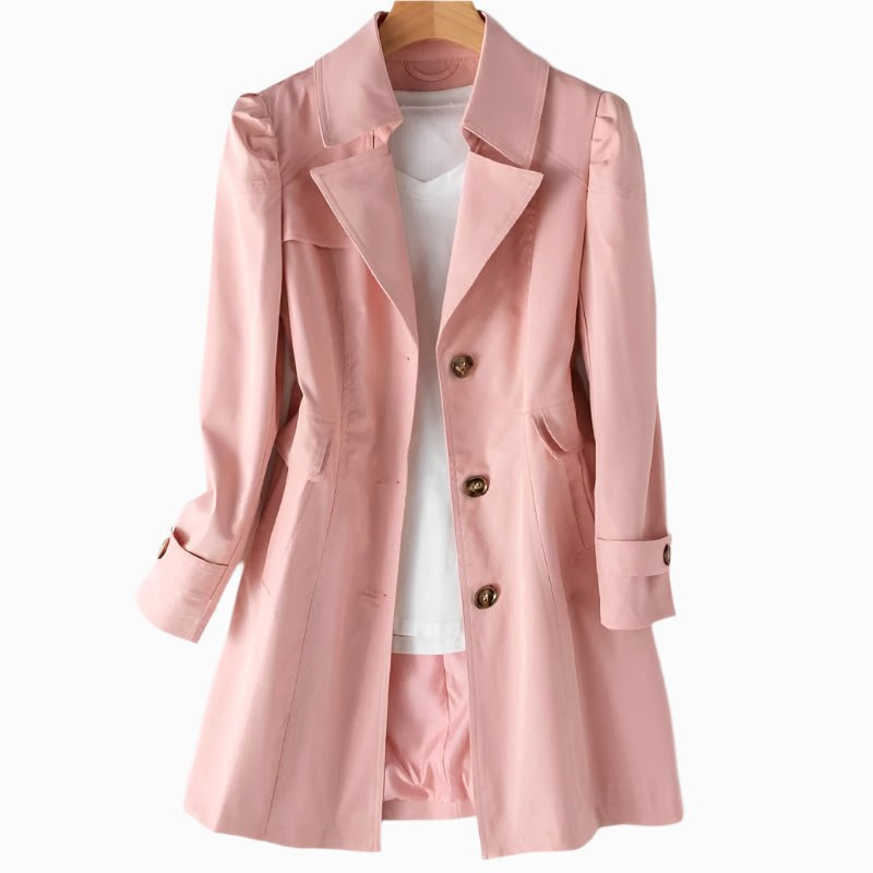 Juliette | Women's Classic Tailored Trench Coat, Lapel Collar Autumn Coat | Dressific
