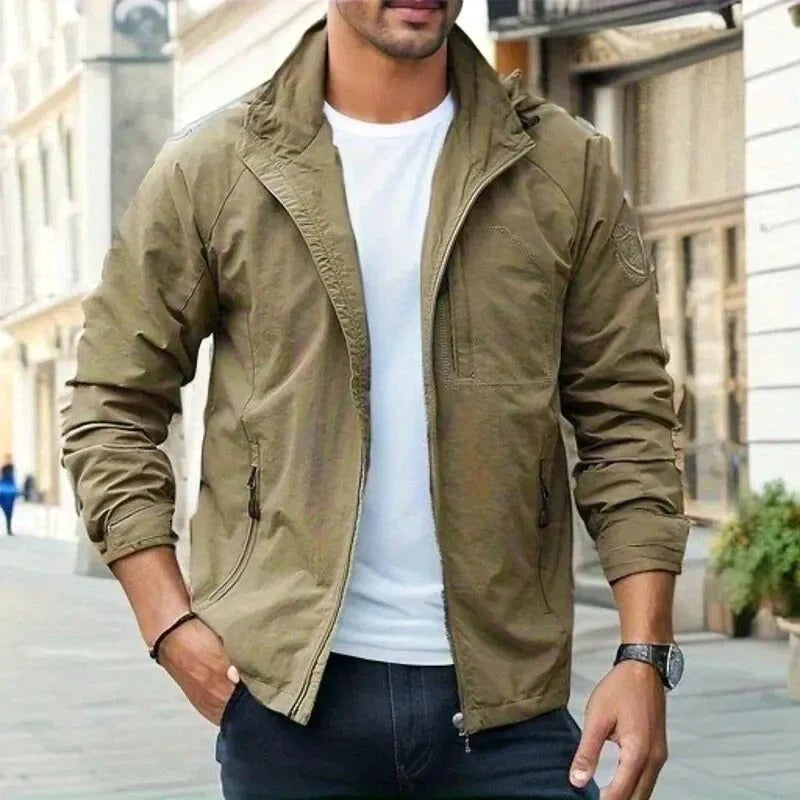 Jürgen | Men's Jacket, Lightweight and Versatile, Classic Transitional Jacket | My Sweet Wardrobe | Khaki