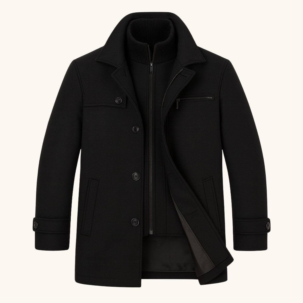 Justin | Men's Insulated Winter Coat with Adjustable Cuff, Warm Autumn Coat | Dressific | Gray