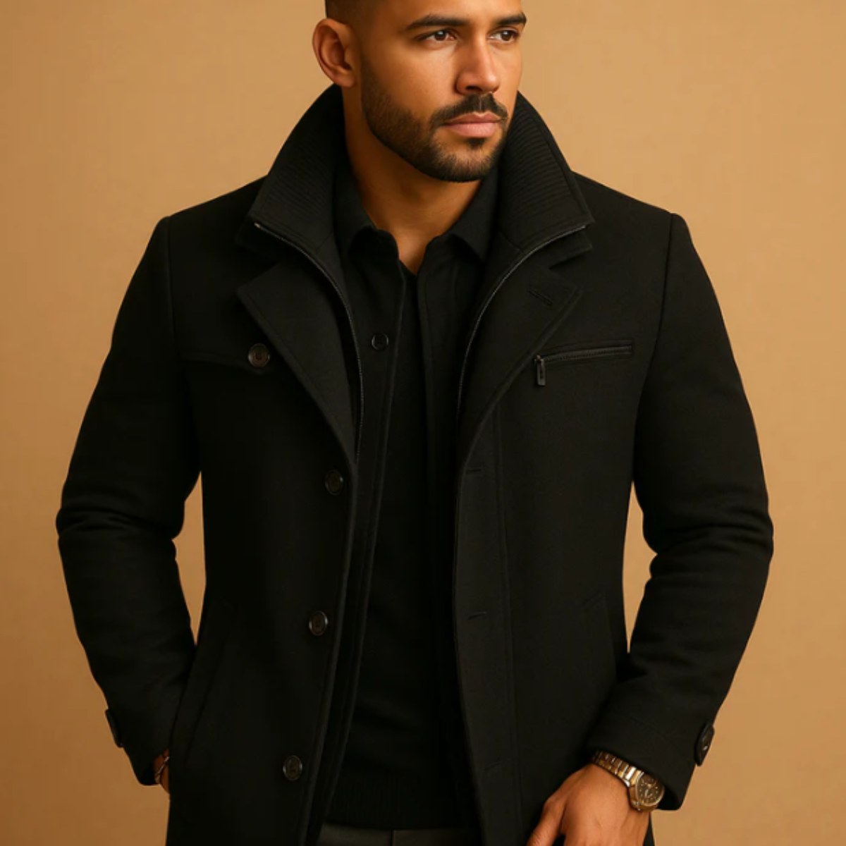 Justin | Men's Insulated Winter Coat with Adjustable Cuff, Warm Autumn Coat | Dressific | Brown