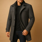 Justin | Men's Insulated Winter Coat with Adjustable Cuff, Warm Autumn Coat | Dressific | Burgundy