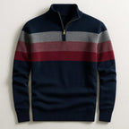 Justin | Men's Striped Cotton Jumper, Crew Neck Pullover | My Sweet Wardrobe | Navy