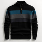 Justin | Men's Striped Cotton Jumper, Crew Neck Pullover | My Sweet Wardrobe | Black