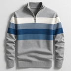 Justin | Men's Striped Cotton Jumper, Crew Neck Pullover | My Sweet Wardrobe | Grey