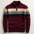 Justin | Men's Striped Cotton Jumper, Crew Neck Pullover | My Sweet Wardrobe | Maroon