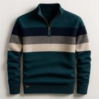 Justin | Men's Striped Cotton Jumper, Crew Neck Pullover | My Sweet Wardrobe | Green