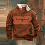 Kieran | Men's Fleece Quarter-Zip Western Pullover, Sherpa-Lined Jumper | My Sweet Wardrobe
