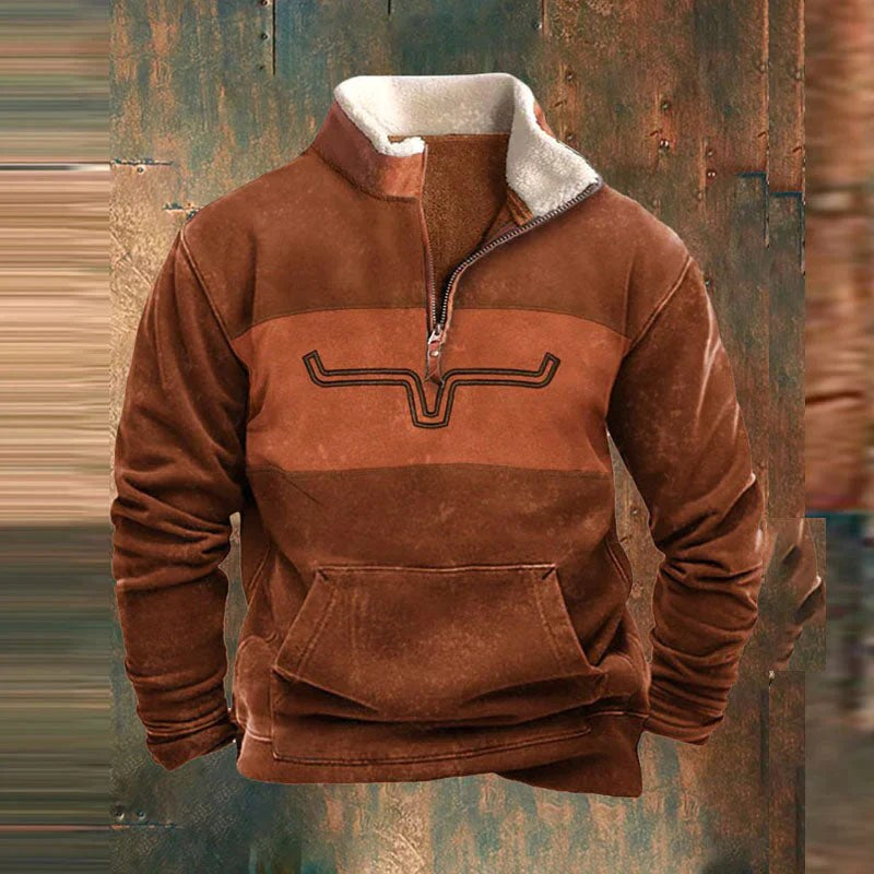 Kieran | Men's Fleece Quarter-Zip Western Pullover, Sherpa-Lined Jumper | My Sweet Wardrobe