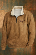 Kieran | Men's Fleece Quarter-Zip Western Pullover, Sherpa-Lined Jumper | My Sweet Wardrobe