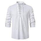 Conrad | Men's Linen Shirt with Neck-Tie Detail, Boho Linen Shirt | My Sweet Wardrobe