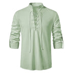 Conrad | Men's Linen Shirt with Neck-Tie Detail, Boho Linen Shirt | My Sweet Wardrobe