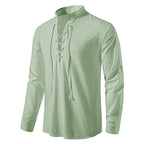 Conrad | Men's Linen Shirt with Neck-Tie Detail, Boho Linen Shirt | My Sweet Wardrobe