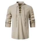 Conrad | Men's Linen Shirt with Neck-Tie Detail, Boho Linen Shirt | My Sweet Wardrobe
