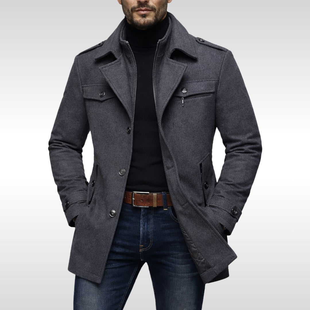 Kurt | Men's Wool Coat with Structured Cut, Elegant Wool Coat for Autumn | My Sweet Wardrobe | Grey