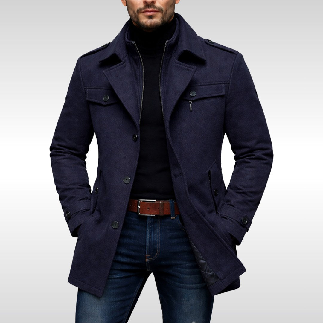 Kurt | Men's Wool Coat with Structured Cut, Elegant Wool Coat for Autumn | My Sweet Wardrobe | Grey