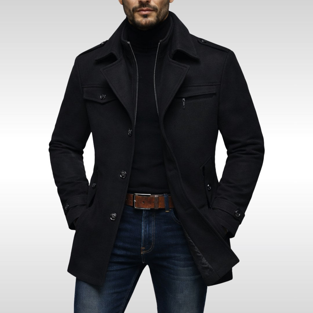 Kurt | Men's Wool Coat with Structured Cut, Elegant Wool Coat for Autumn | My Sweet Wardrobe | Grey
