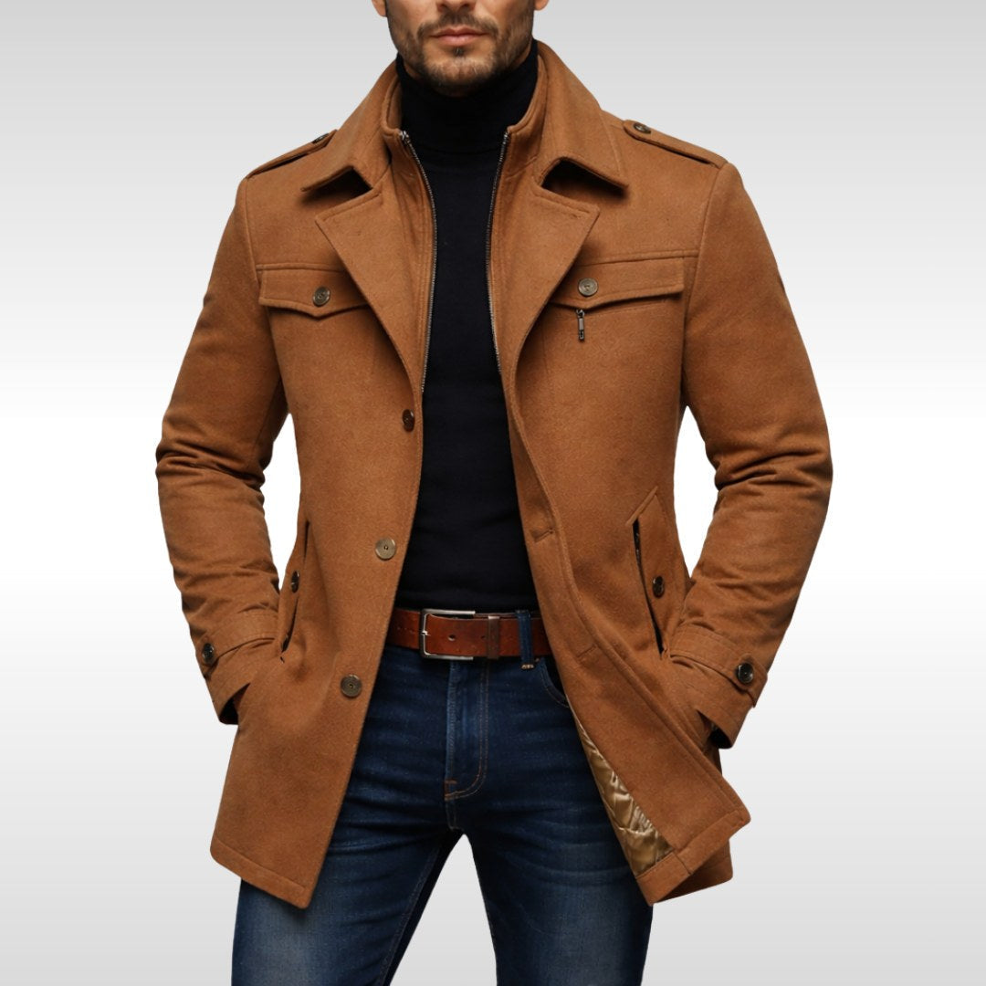 Kurt | Men's Wool Coat with Structured Cut, Elegant Wool Coat for Autumn | My Sweet Wardrobe | Grey