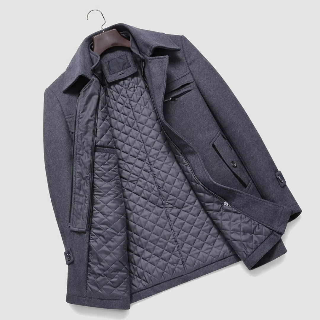 Kurt | Men's Wool Coat with Structured Cut, Elegant Wool Coat for Autumn | My Sweet Wardrobe | Grey