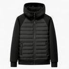 Kyle | Men's Hooded Down Jacket with Quilted Panels, Insulated Autumn Coat | My Sweet Wardrobe