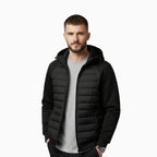 Kyle | Men's Hooded Down Jacket with Quilted Panels, Insulated Autumn Coat | My Sweet Wardrobe