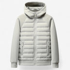 Kyle | Men's Hooded Down Jacket with Quilted Panels, Insulated Autumn Coat | My Sweet Wardrobe