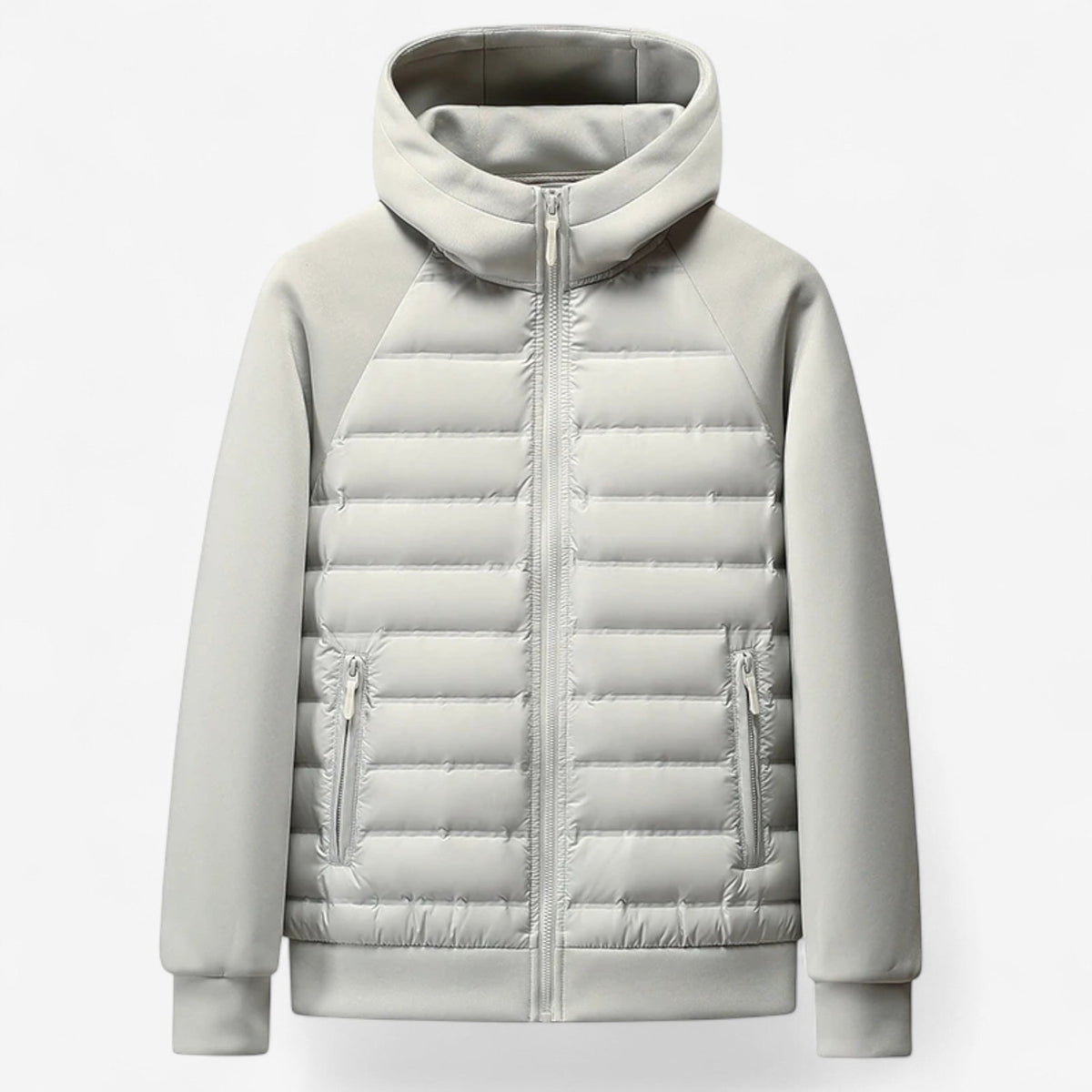 Kyle | Men's Hooded Down Jacket with Quilted Panels, Insulated Autumn Coat | My Sweet Wardrobe