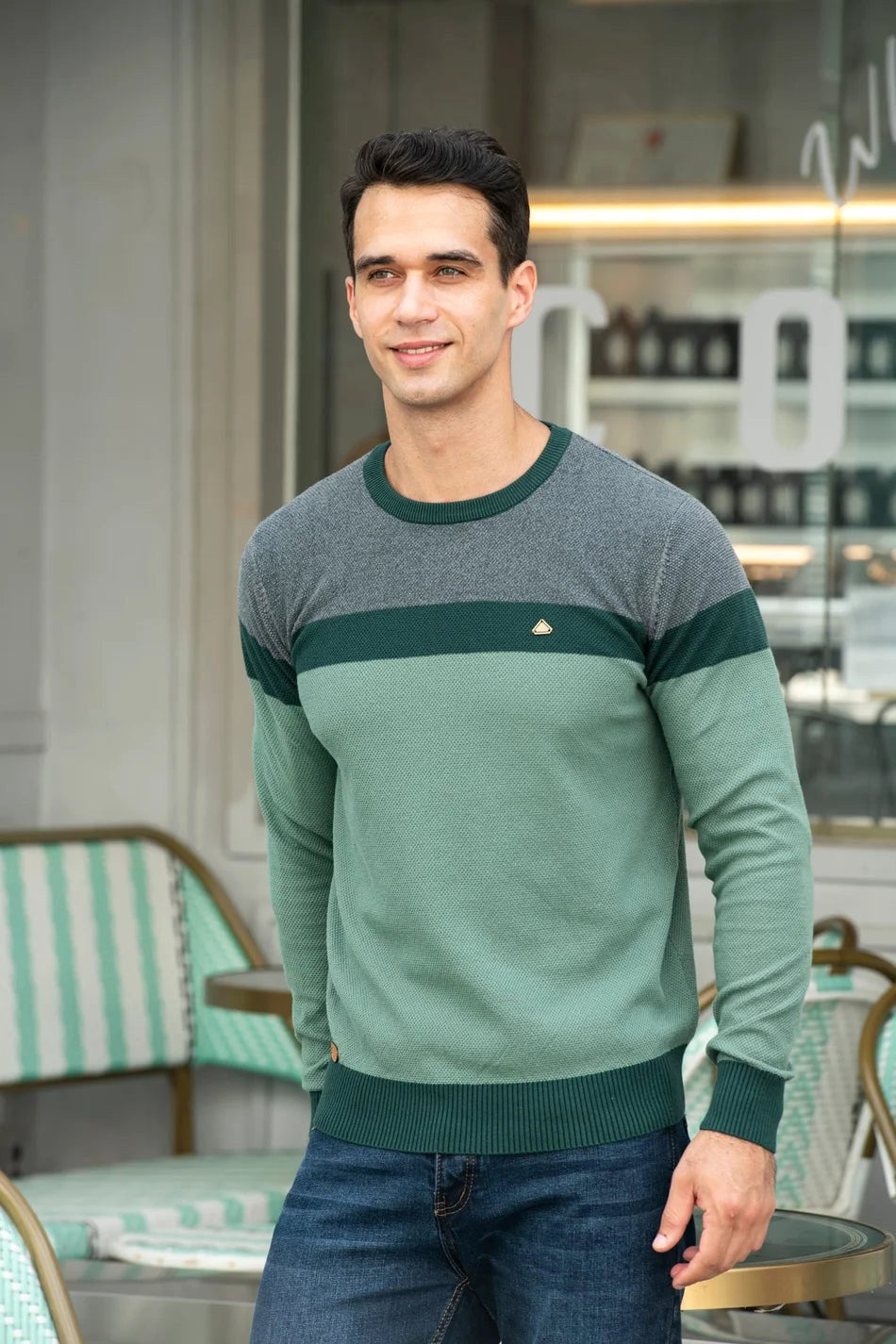 Lars | Men's Jumper with Classic Cut, Soft Cotton Jumper | My Sweet Wardrobe | Green