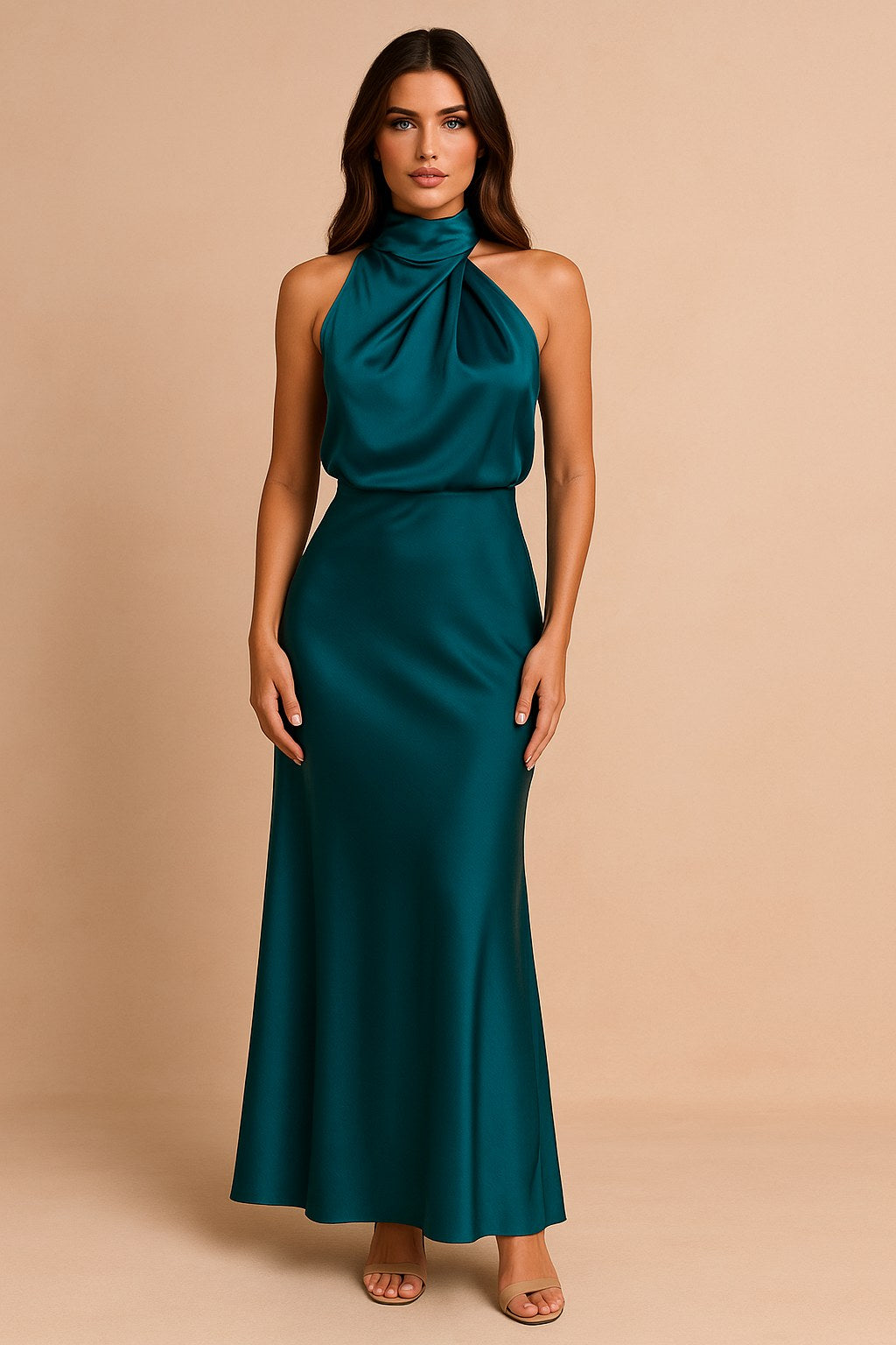 Lena | Women's Draped-Neckline Midi Dress, Elegant Occasion Dress | My Sweet Wardrobe