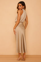 Lena | Women's Draped-Neckline Midi Dress, Elegant Occasion Dress | My Sweet Wardrobe