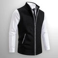 Leon | Men's Knit Waistcoat with Zip and Stand Collar, Structured Men's Waistcoat | My Sweet Wardrobe | Black