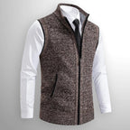 Leon | Men's Knit Waistcoat with Zip and Stand Collar, Structured Men's Waistcoat | My Sweet Wardrobe | Black