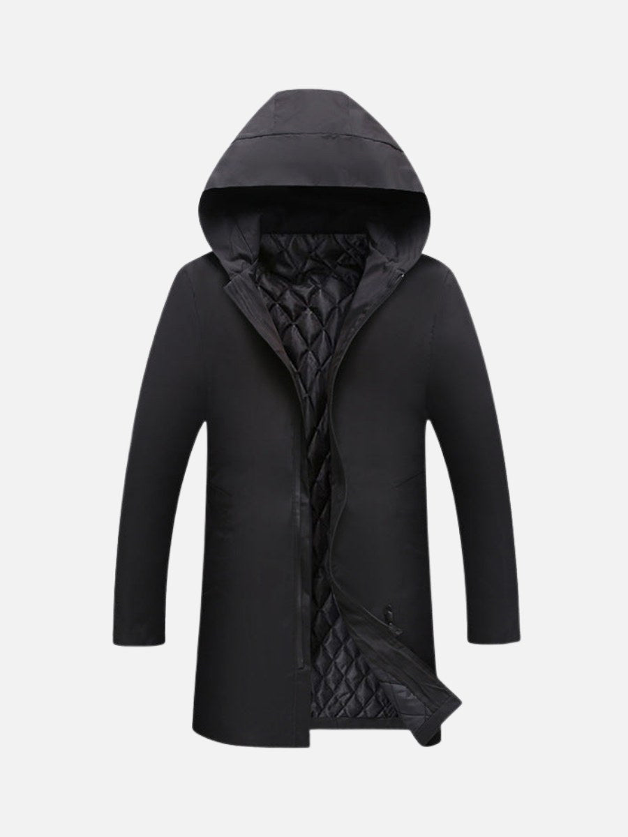 Liam | Men's Insulated Winter Coat, Mid-Length Warm Coat | My Sweet Wardrobe | Black