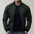 Liam | Men's Slim-Fit Bomber Jacket, Ribbed Collar Jacket | Dressific | Green