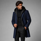 Lincoln | Men's Hooded Wool Overcoat, Quilted Lining Autumn Coat | My Sweet Wardrobe