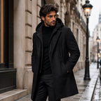 Lincoln | Men's Hooded Wool Overcoat, Quilted Lining Autumn Coat | My Sweet Wardrobe