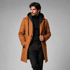 Lincoln | Men's Hooded Wool Overcoat, Quilted Lining Autumn Coat | My Sweet Wardrobe