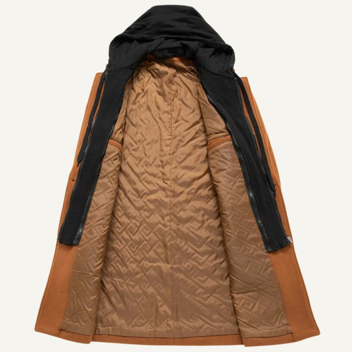 Lincoln | Men's Hooded Wool Overcoat, Quilted Lining Autumn Coat | My Sweet Wardrobe