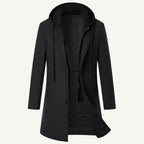 Lincoln | Men's Hooded Wool Overcoat, Quilted Lining Autumn Coat | My Sweet Wardrobe
