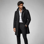 Lincoln | Men's Hooded Wool Overcoat, Quilted Lining Autumn Coat | My Sweet Wardrobe