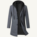 Lincoln | Men's Hooded Wool Overcoat, Quilted Lining Autumn Coat | My Sweet Wardrobe
