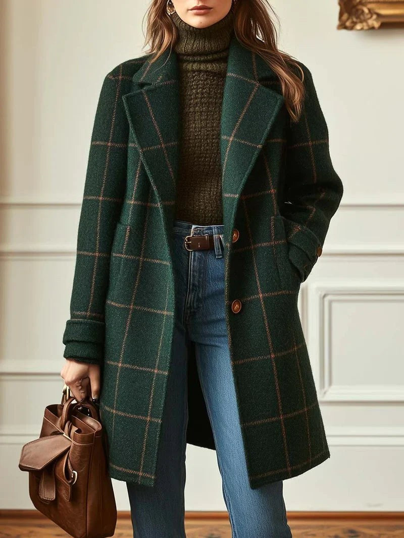 Lison | Women's Checked Wool Coat, Tailored Autumn Coat | My Sweet Wardrobe