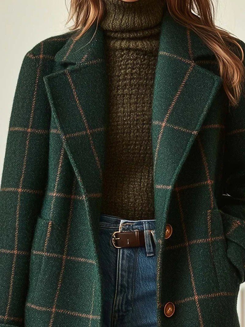 Lison | Women's Checked Wool Coat, Tailored Autumn Coat | My Sweet Wardrobe