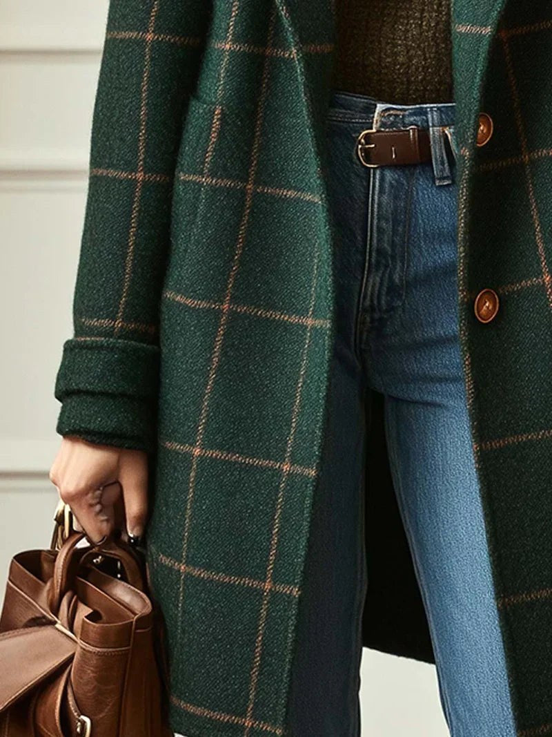Lison | Women's Checked Wool Coat, Tailored Autumn Coat | My Sweet Wardrobe