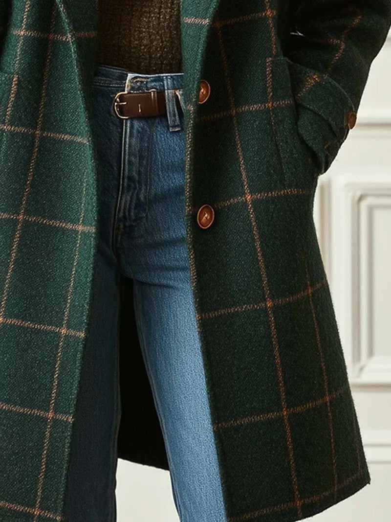 Lison | Women's Checked Wool Coat, Tailored Autumn Coat | My Sweet Wardrobe