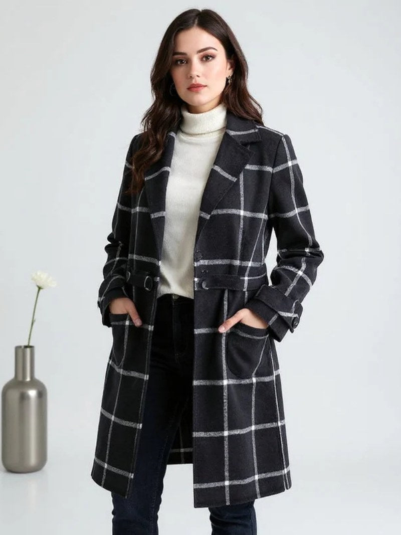 Lison | Women's Checked Wool Coat, Tailored Autumn Coat | My Sweet Wardrobe